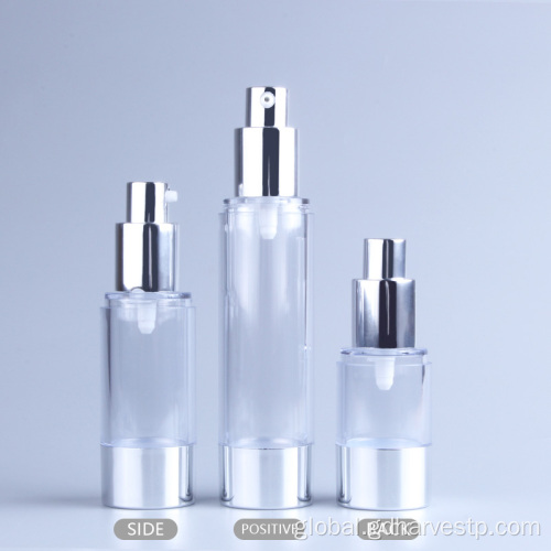 Airless Lotion Bottle Round Clear Airless Bottle Pump Screw On Supplier